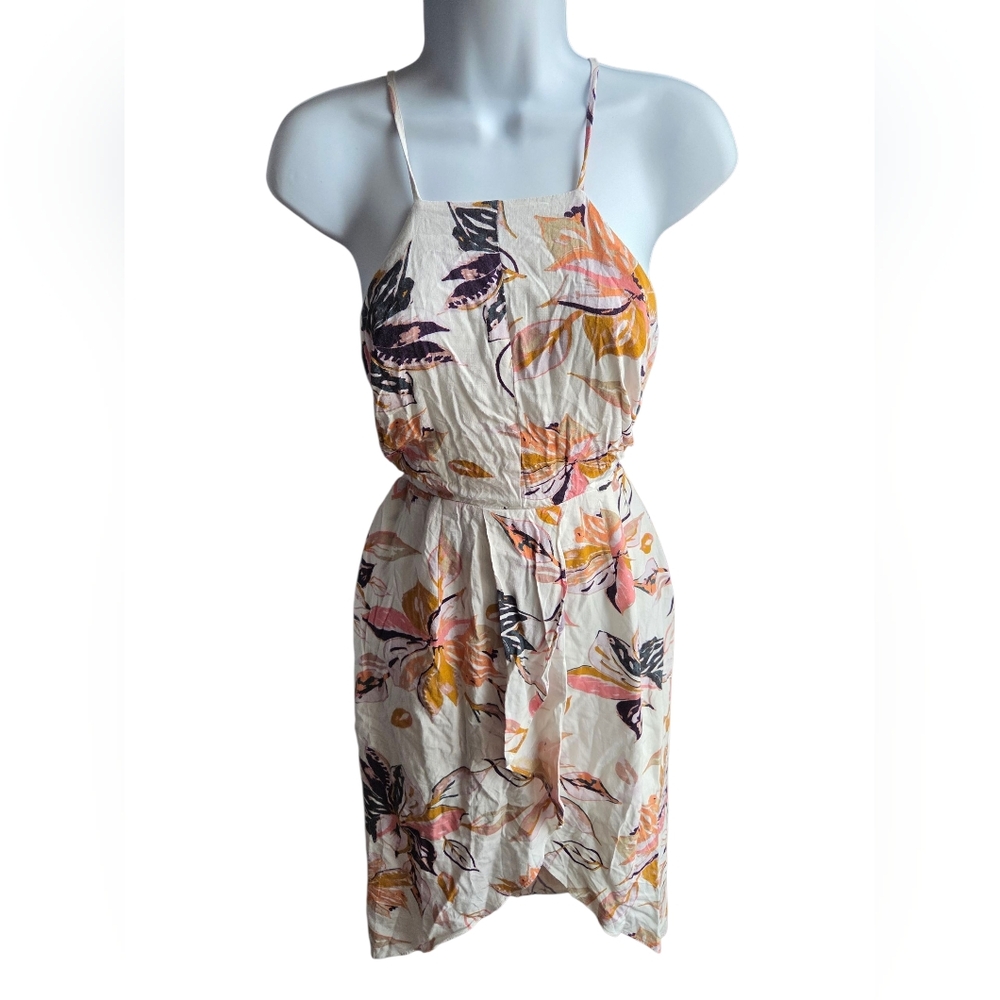 WISH Wild Flower Ivory Pink Floral Sleeveless Midi Dress Size S